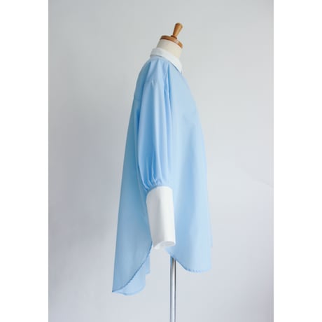 【Over size shirt】Bicolor  White×Light blue