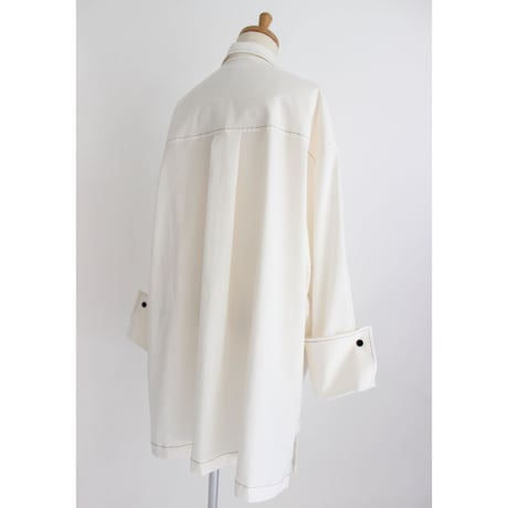 【Bicolor stitch blouse】White