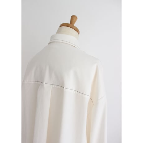 【Bicolor stitch blouse】White