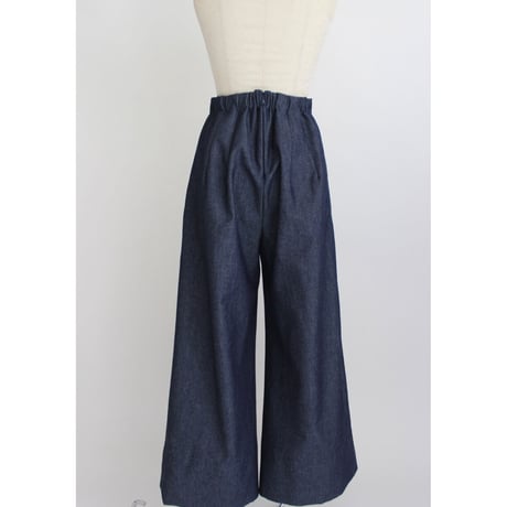 【Denim  tuck wide pants】Indigo