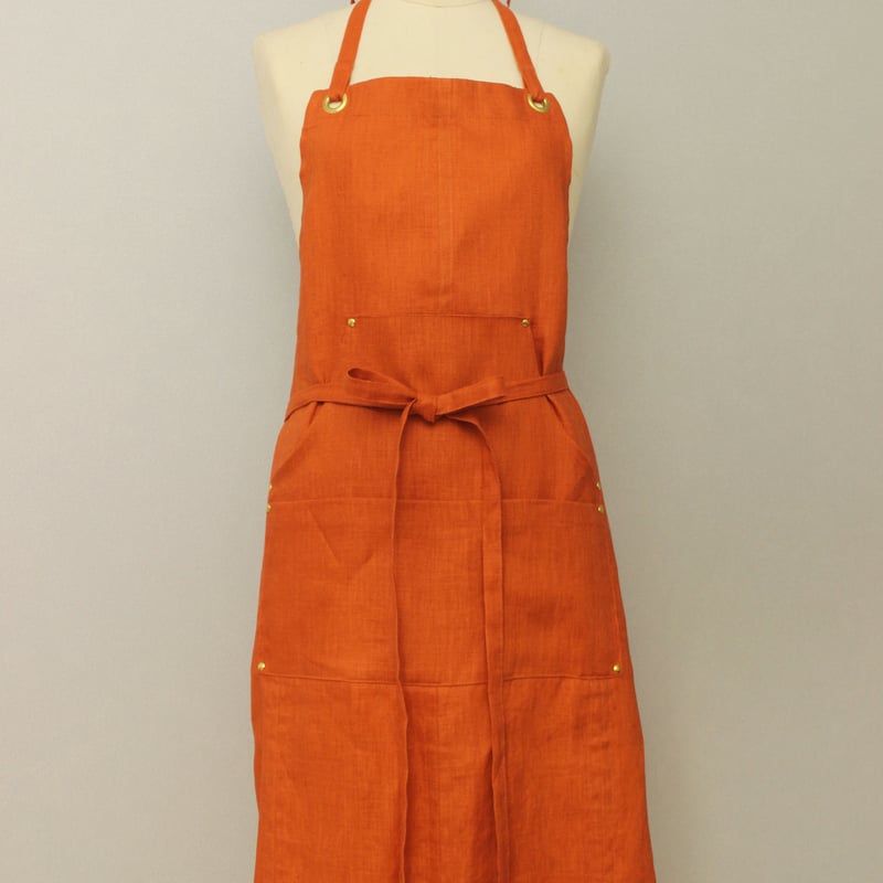 Eyelet switching apron】Orange | Rinyu