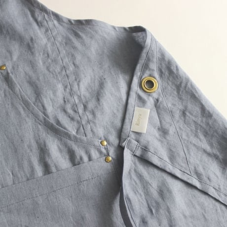 【Eyelet switching apron】Grayish blue