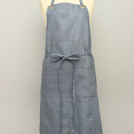 【Eyelet switching apron】Grayish blue