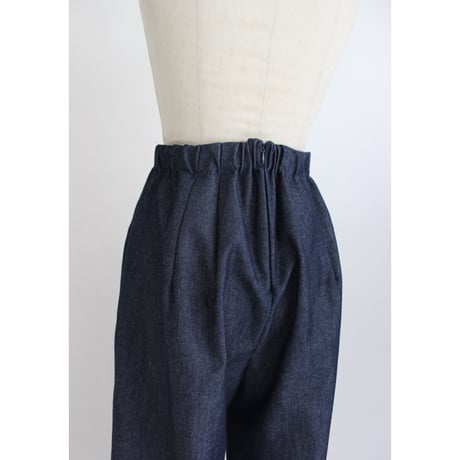 【Denim  tuck wide pants】Indigo