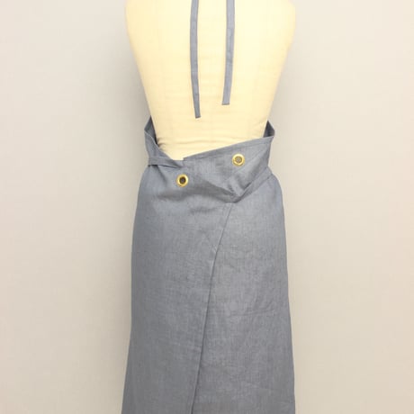 【Eyelet switching apron】Grayish blue