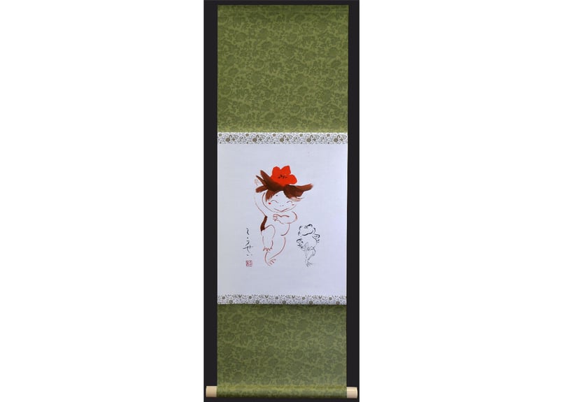 原画 前田こうせい「河童とカエルダンス」掛軸 | 前田こうせい・一期一会