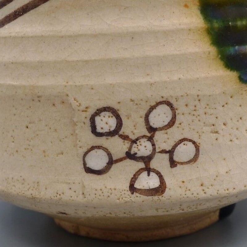 赤津焼 織部 東窯 春草 中島満久 瓢文 茶器揃 5客 急須湯呑 中島春草 織部茶碗 東窯 赤津焼 茶碗 茶道具 抹茶碗