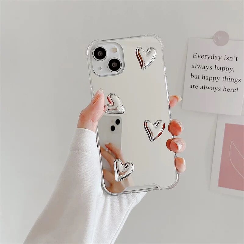 Metallic heart mirror iPhone case