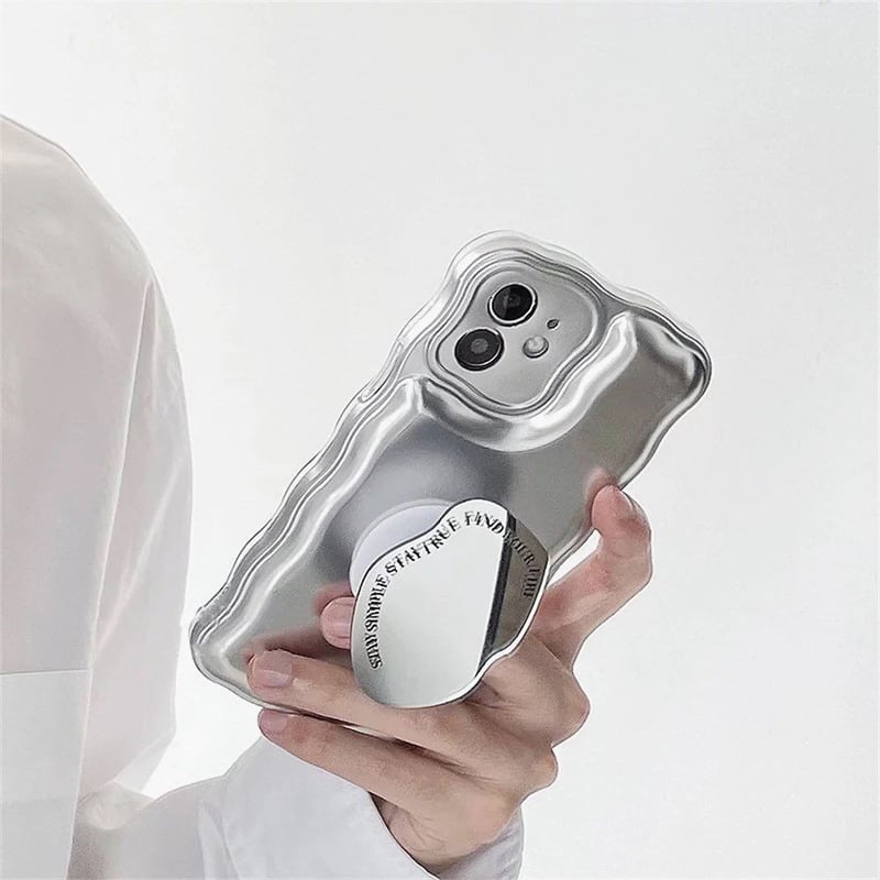 即納size有》silver metallic mirror iPhone case | T