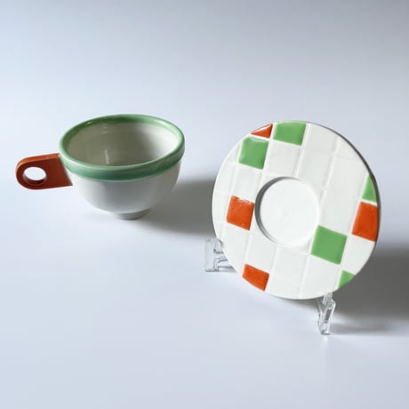 mosaic teacup "ORG×GRN"