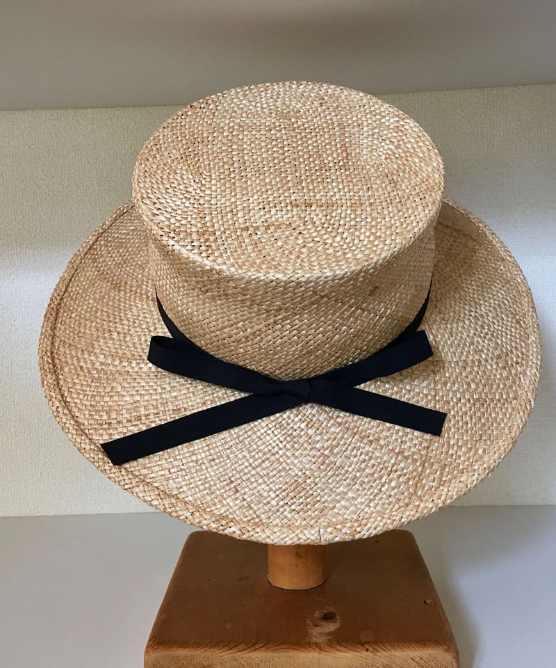 ベルレッタ berretta 麦わら帽子 直径約30cm BERRETTA(ベルレッタ) ベルレッタスタイル 黒リボン 3サイズ（S