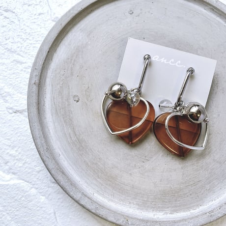 ［earring］brown heart