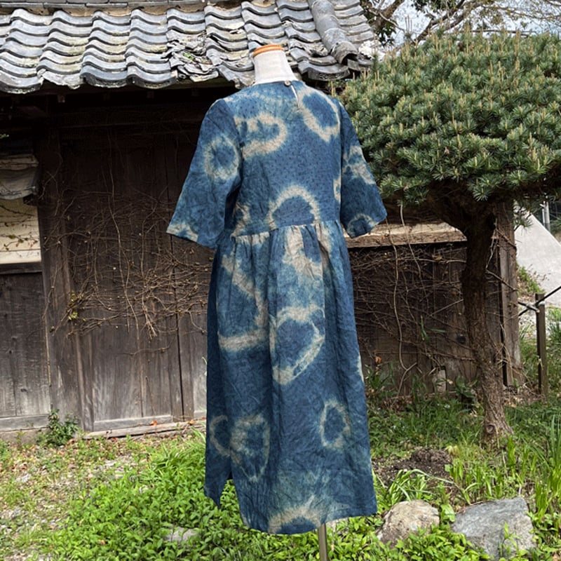 藍と柿渋重ね染めワンピース25026 | fuitto's STORE