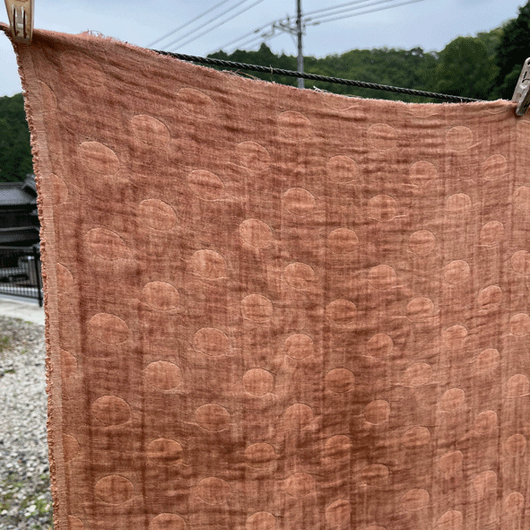 麻綿棍棒柿渋染め生地K24072 | fuitto's STORE