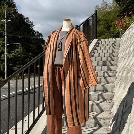柿渋染め播州織コート23085