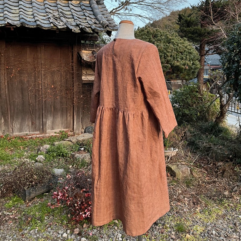 播州織柿渋染めワンピース24012 | fuitto's STORE 播州織柿渋染めワンピース24012 | fuitto's STORE