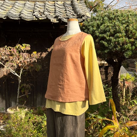 柿渋染めジャガード織タンクトップ24077