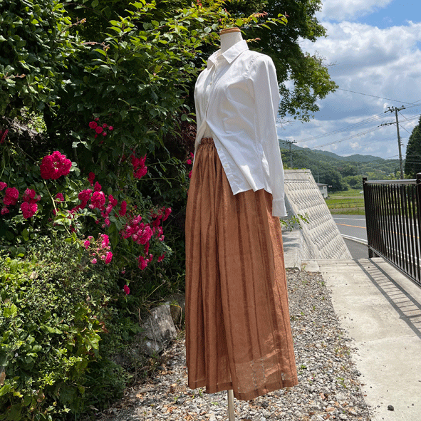 手織りと柿渋染めセール中　4点おまとめ 播州織柿渋染めスカート24030 | fuitto's STORE