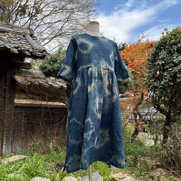 藍と柿渋重ね染めワンピース25026 | fuitto's STORE