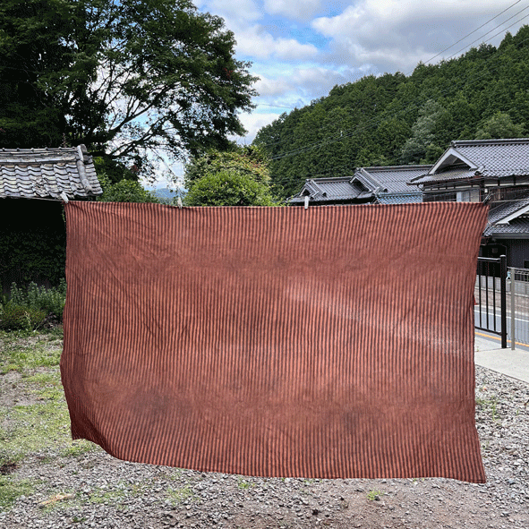 柿渋染め 甲冑 綿生地 ハンドメイド 麻綿棍棒柿渋染め生地K24072 | fuitto's STORE
