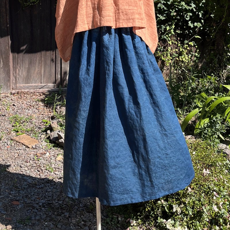 藍と柿渋の重ね染めスカート22091 | fuitto's STORE