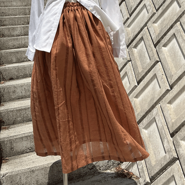 手織りと柿渋染めセール中　4点おまとめ 播州織柿渋染めスカート24030 | fuitto's STORE