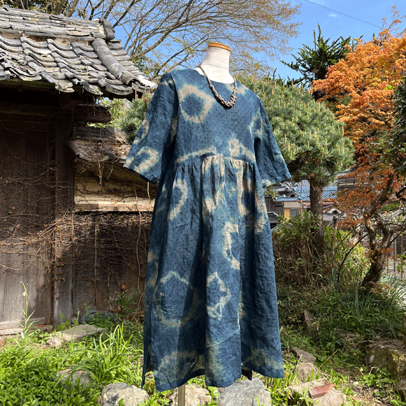 藍と柿渋重ね染めワンピース25026 | fuitto's STORE