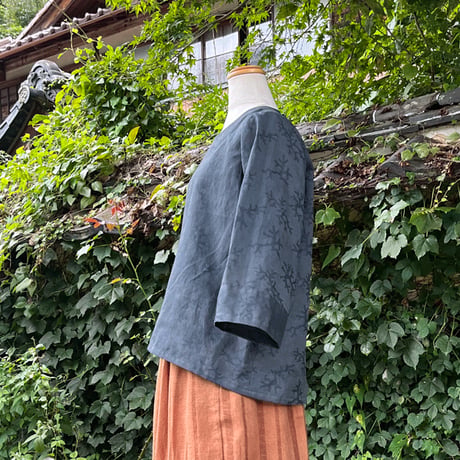 藍と柿渋重ね染めプルオーバー24055