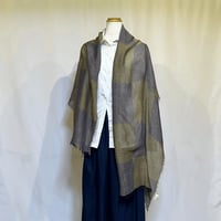 市松模様柿渋染めロングストール　K23105