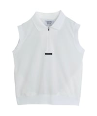 【WHITE/NS】Breezy Linen-Like Piqué No-sleeve Polo