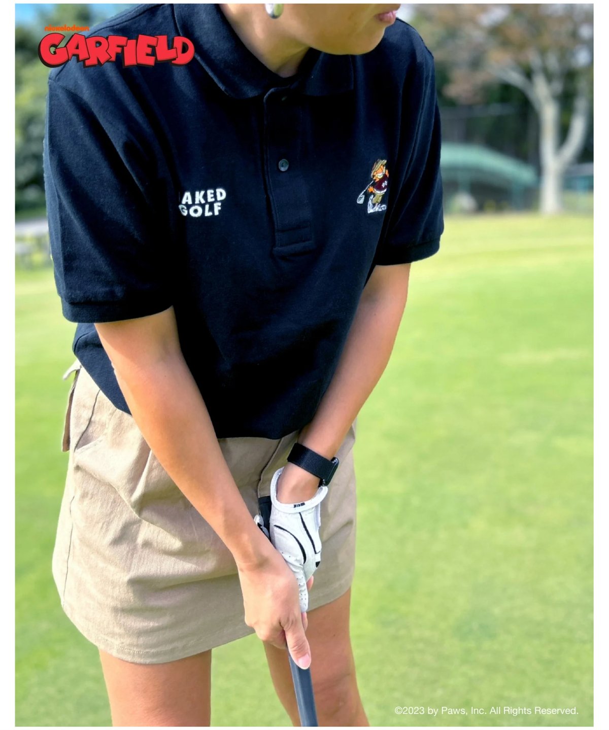 ブラック/ポロシャツ】Garfield polo shirt | NAKED GOLF |