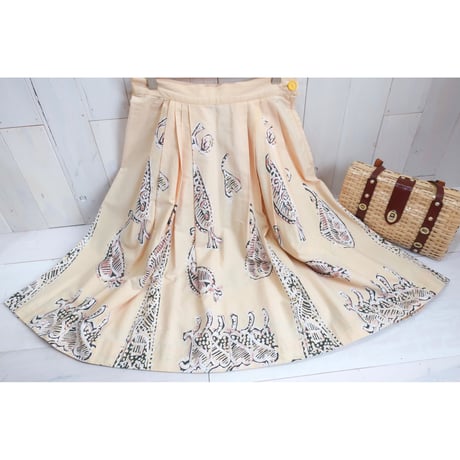 1950s Paisley print cotton skirt[J-10]