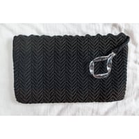 1940s black crochet cord purse[E-26]