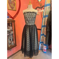 1950s Black Lace Strapless Party Dress[G-171]