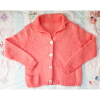 1960s candy pink mohair knit cardigan[L-46]