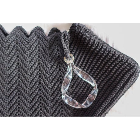 1940s black crochet cord purse[E-25]