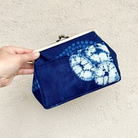 藍染め がま口ポーチ
