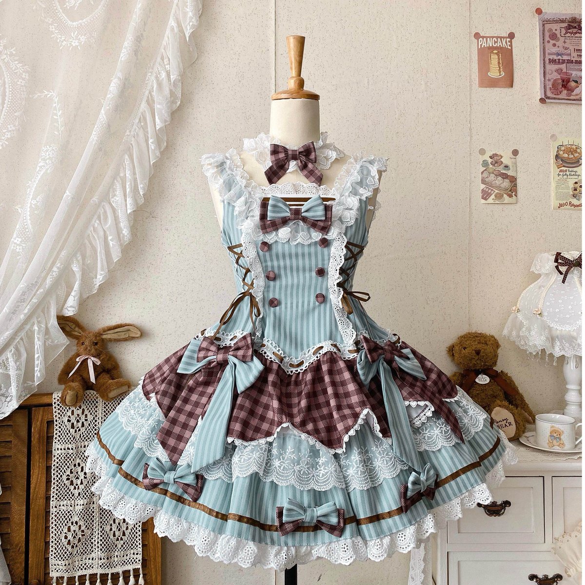 Mint Choco Tea Party ジャンパースカートセット | tulle オンラインストア