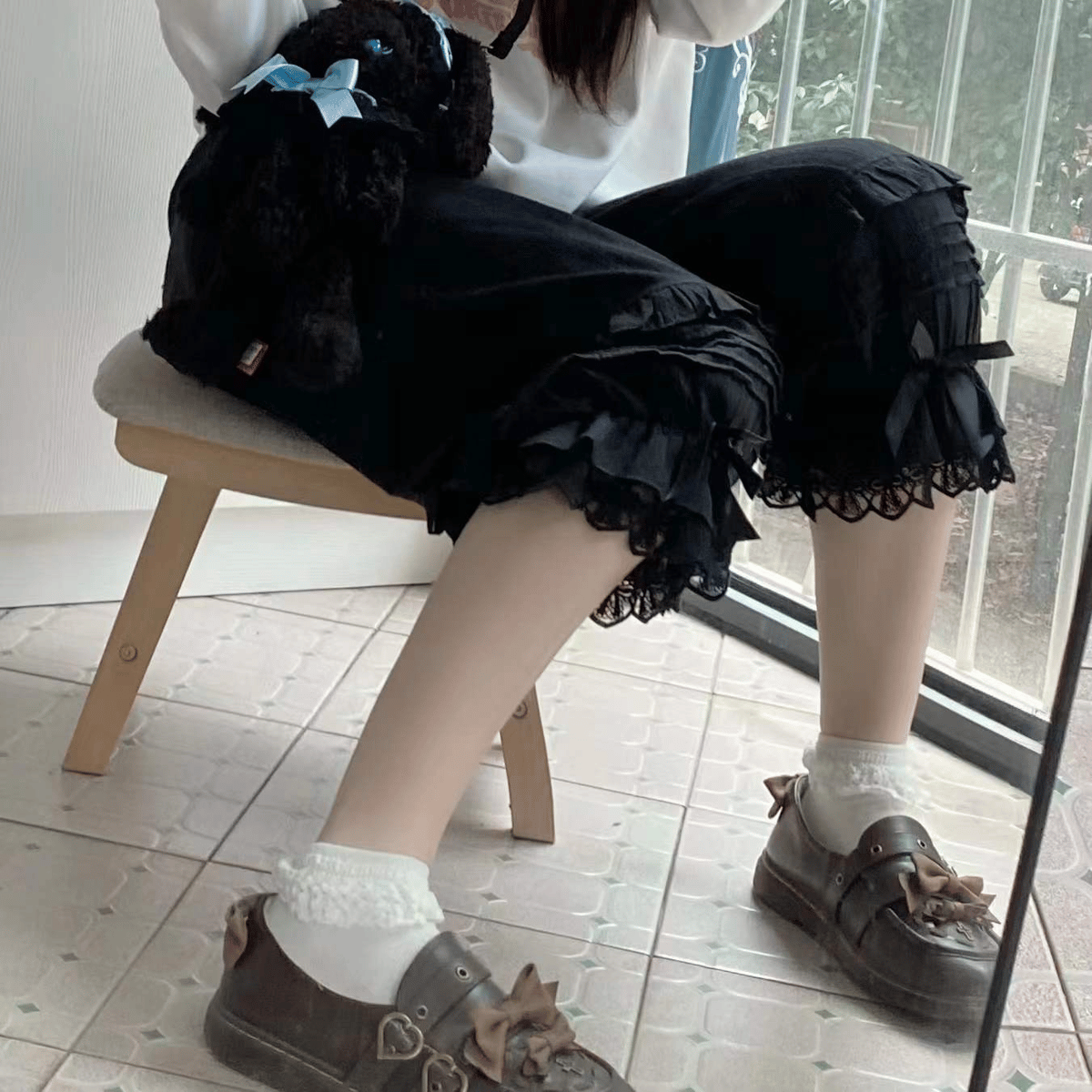 Organ pleatsロングドロワーズ ブラック | tulle オンラインストア