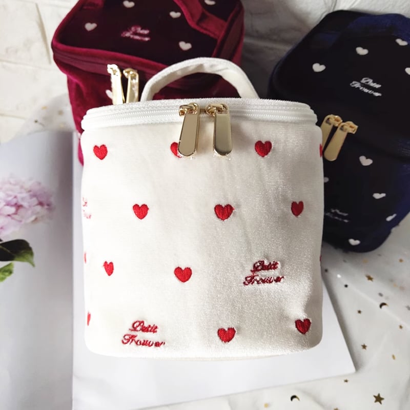 Heart刺繍ベロアバニティポーチ（3色）／select | tulle オンラインストア