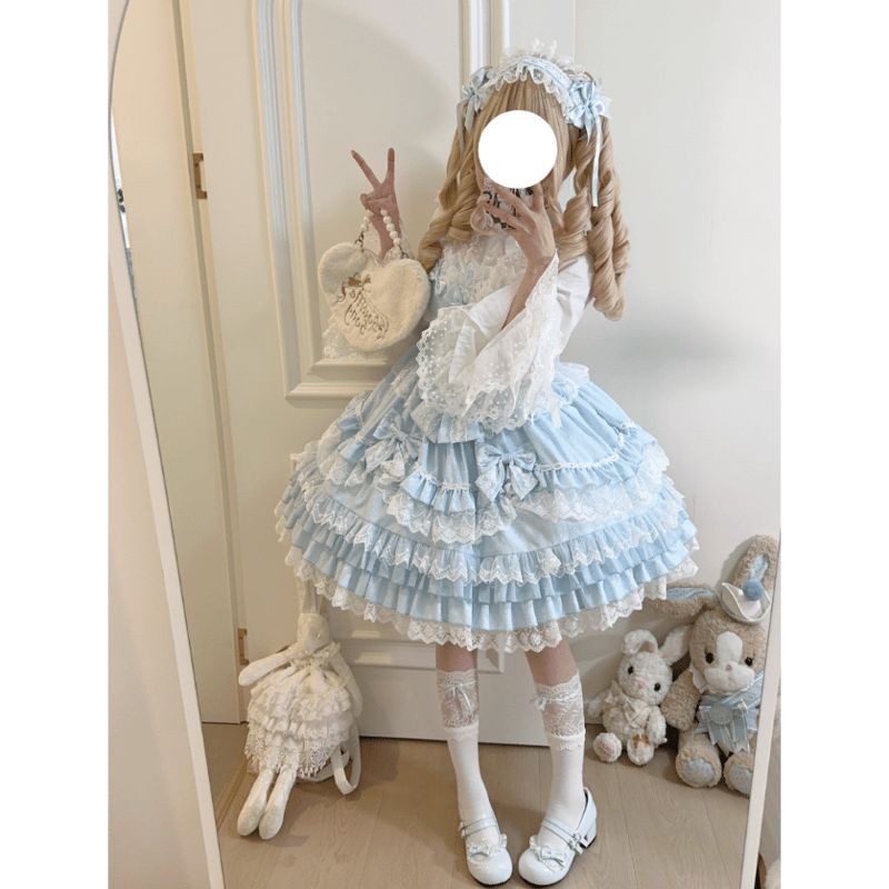 Rococo Princessジャンパースカート サックス×ホワイト | tulle
