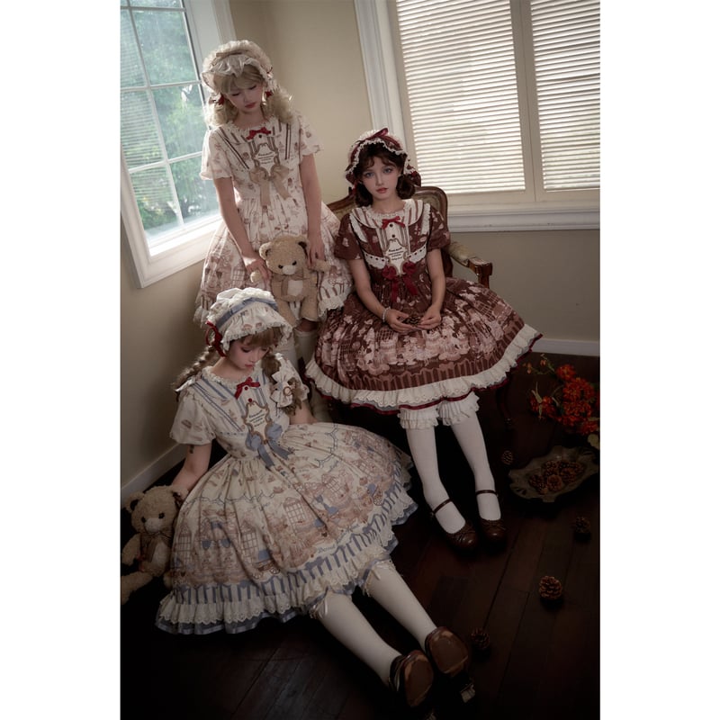 Antique Dessert Houseワンピース アイボリー×ブラウン | tulle オ