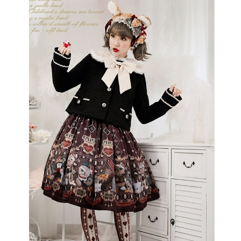 バンビ耳付きフードショートコート ブラック/select | tulle バンビ耳付きフードショートコート ブラック/select | tulle
