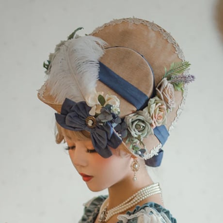European rose＆Featherドレスハット　グレー／select