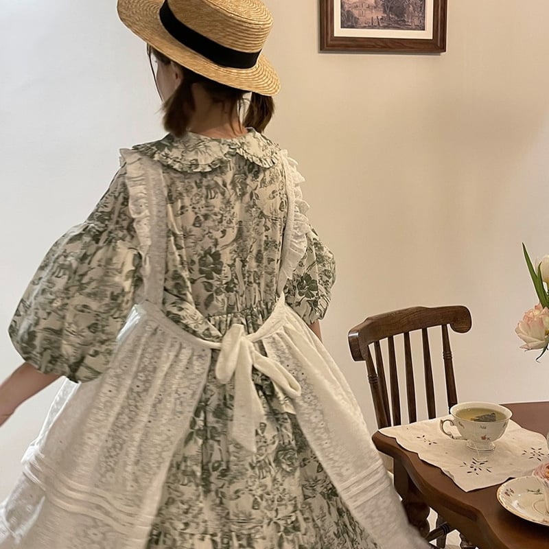 Doll House 花柄レースエプロン ベージュ Little Painter フラワーレースエプロン | tulle オンラインストア