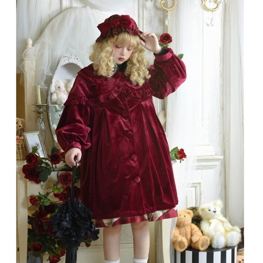 Velvet Antiquedoll ケープ付きコート ワイン／select | tulle