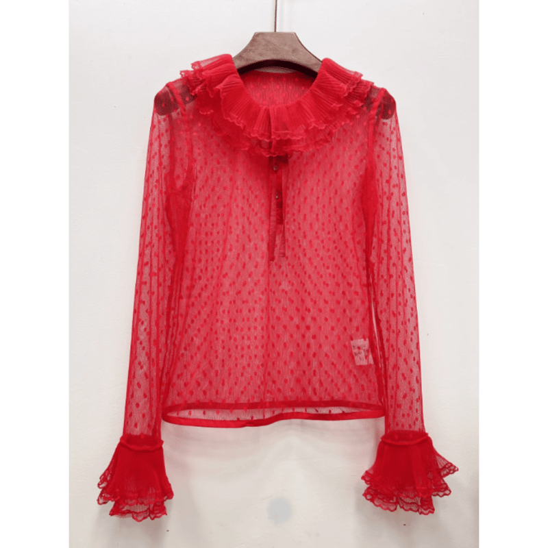 Dot Tulle Dolly ブラウス レッド | tulle オンラインストア