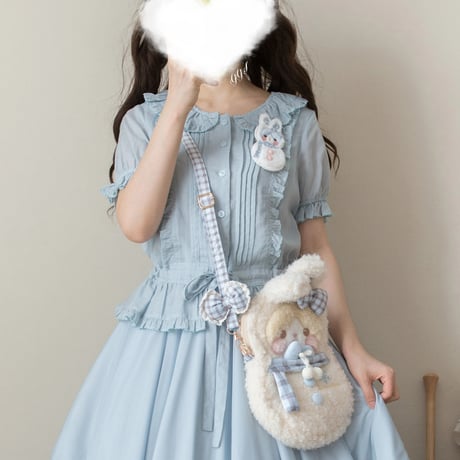 四季春 半袖ブラウス　サックス