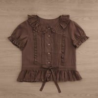 四季春 半袖ブラウス　ブラウン