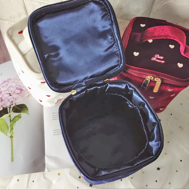 Heart刺繍ベロアバニティポーチ（3色）／select | tulle オンラインストア